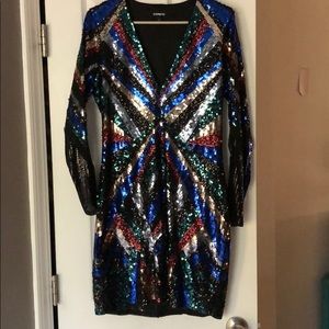 Geometric sequined cocktail dress